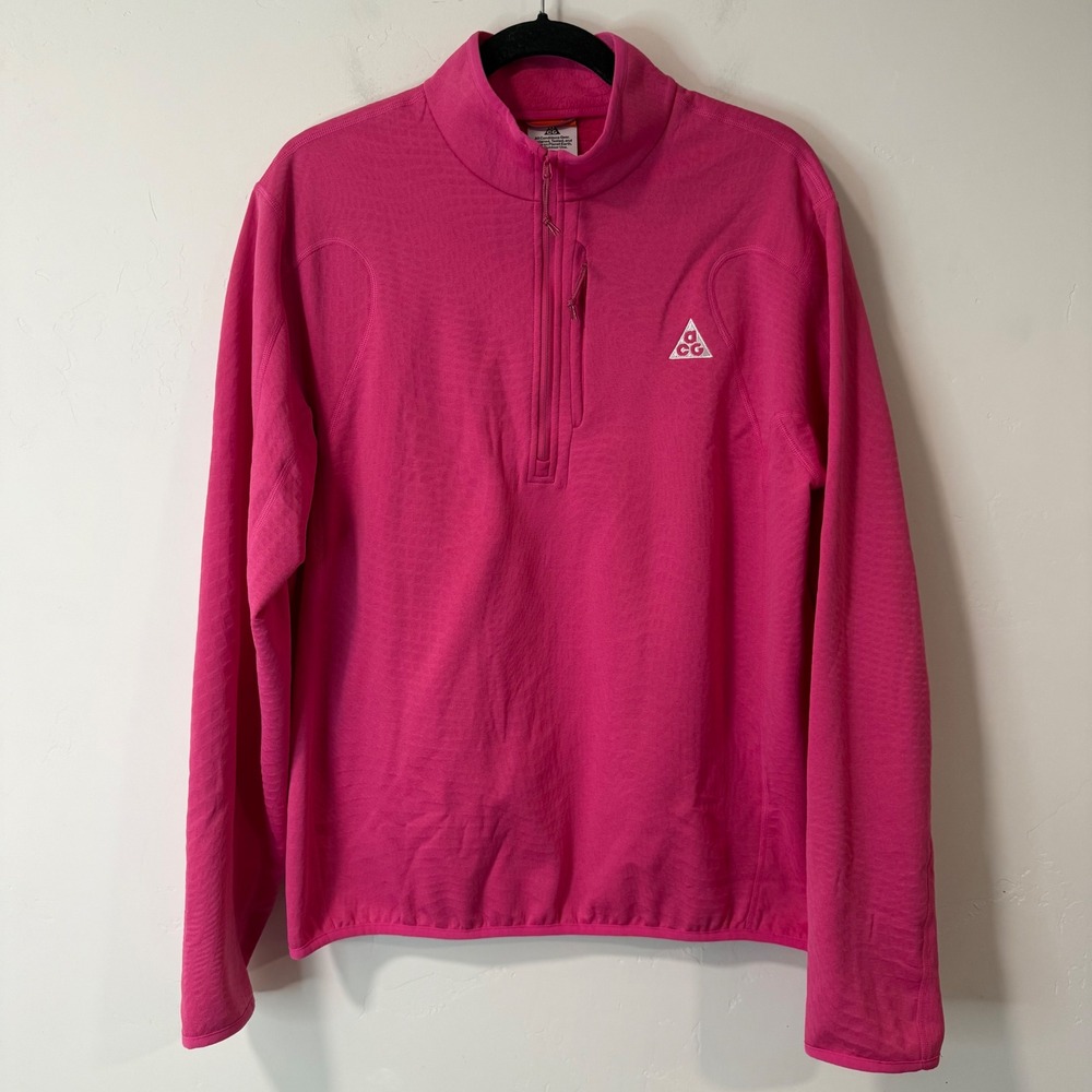 Nike ACG Womens Wolf Grid 1/4 Zip Fleece Pullover Small Pink Therm-FIT Top